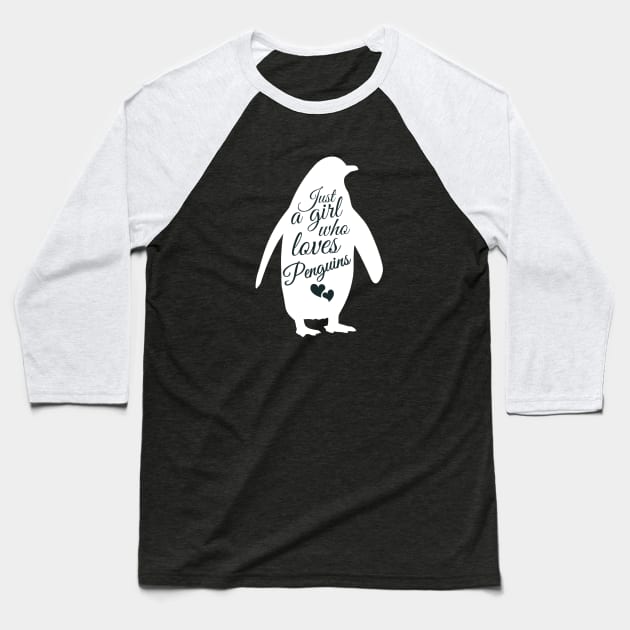 Just A Girl Who Loves Penguins Baseball T-Shirt by Illustradise